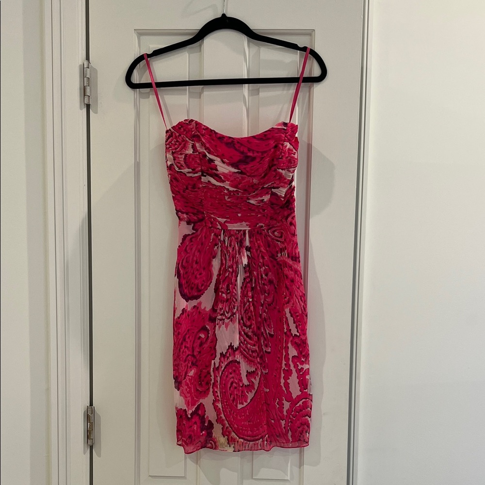 Milly Pink and Red Paisley Mini Dress